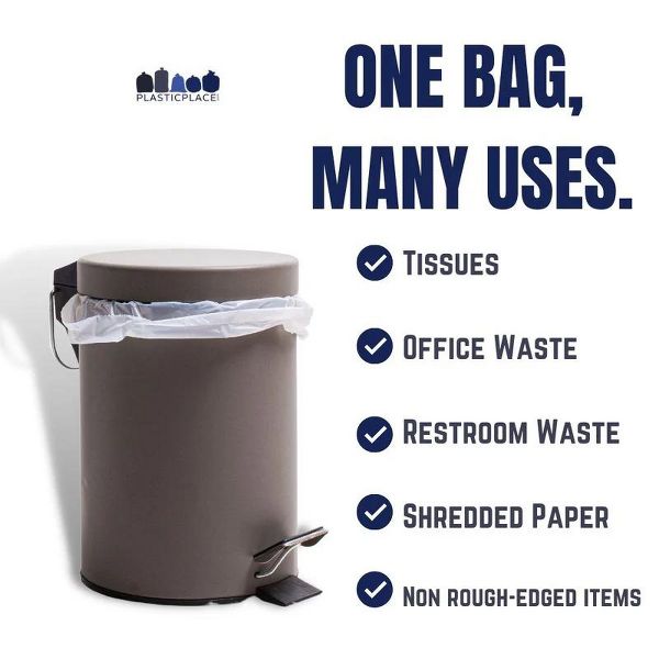 Plasticplace 7-10 Gallon High-Density Trash Bags, 100 Count, Clear, 24 x 24 in, 8 microns