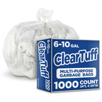 6-10 Gallon Multi-Purpose Trash Bags, 1000 Count, Clear
