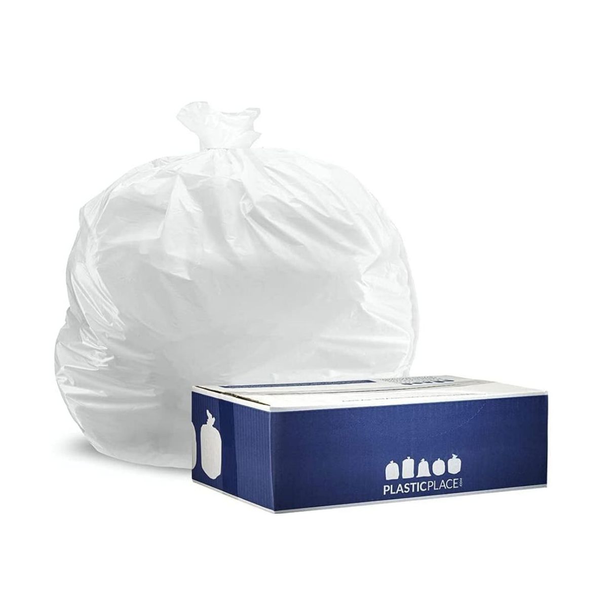 Plasticplace 32-33 Gallon Trash Bags, 150 Count, White, 33 x 39 in, 0.7 mil