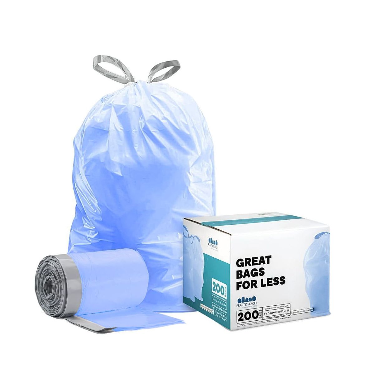 Plasticplace 5.2 Gallon Trash Bags, Compatible with simplehuman Code D, 200 Count, Blue