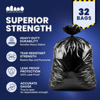 Plasticplace 55-60 Gallon Contractor Trash Bags, 32 Count, Black, 38 x 58 in, 3.0 mil