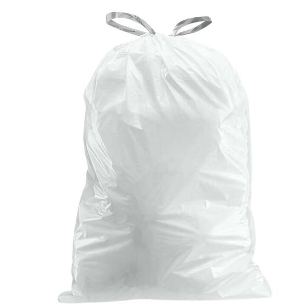 Plasticplace 14.5-21 Gallon / 55-80 L Trash Bags, Compatible with simplehuman Code U, 100 Count, White, 27 x 32 in