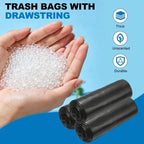 Unique Bargains Drawstring Bathroom Trash Bags, 100 Count, Unscented, Black, Easy-Dispense