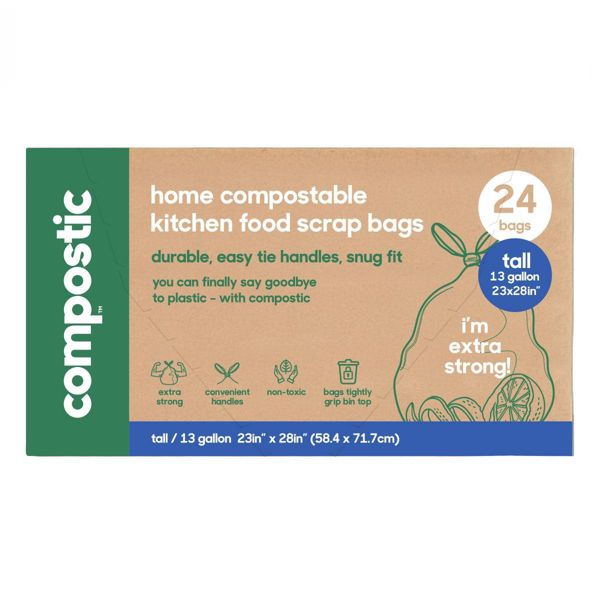 Compostic 13 Gallon Compostable Trash Bags, 24 Count