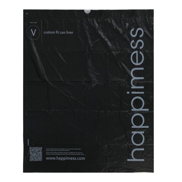 happymess 30 Gallon / 114 L Drawstring Trash Bags, 100 Count, per roll: 25 bags, Unscented, Black