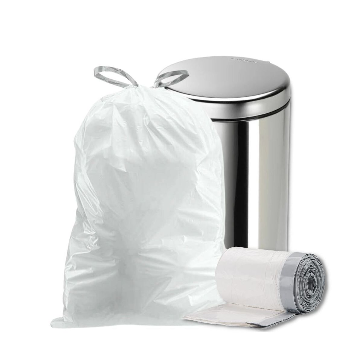 Plasticplace 18 Gallon Trash Bags, 80 Count, White, 25.5 x 28 in, 2.0 mil