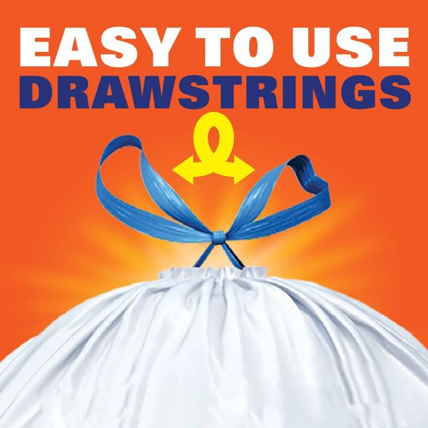 13 Gallon Drawstring Heavy-Duty Tall Kitchen Trash Bags, 120 Count