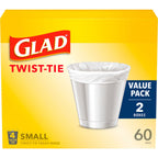 Glad 4 Gallon Twist-Tie Small Trash Bags, 60 Count, White