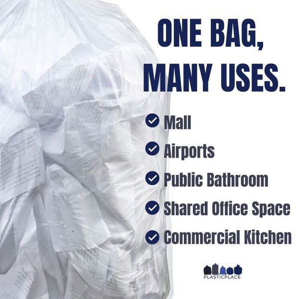 Plasticplace 20-30 Gallon High-Density Trash Bags, 500 Count, Clear, 30 x 37 in, 16 microns