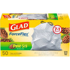 Glad 13 Gallon ForceFlex Drawstring Trash Bags, 50 Count, Pine