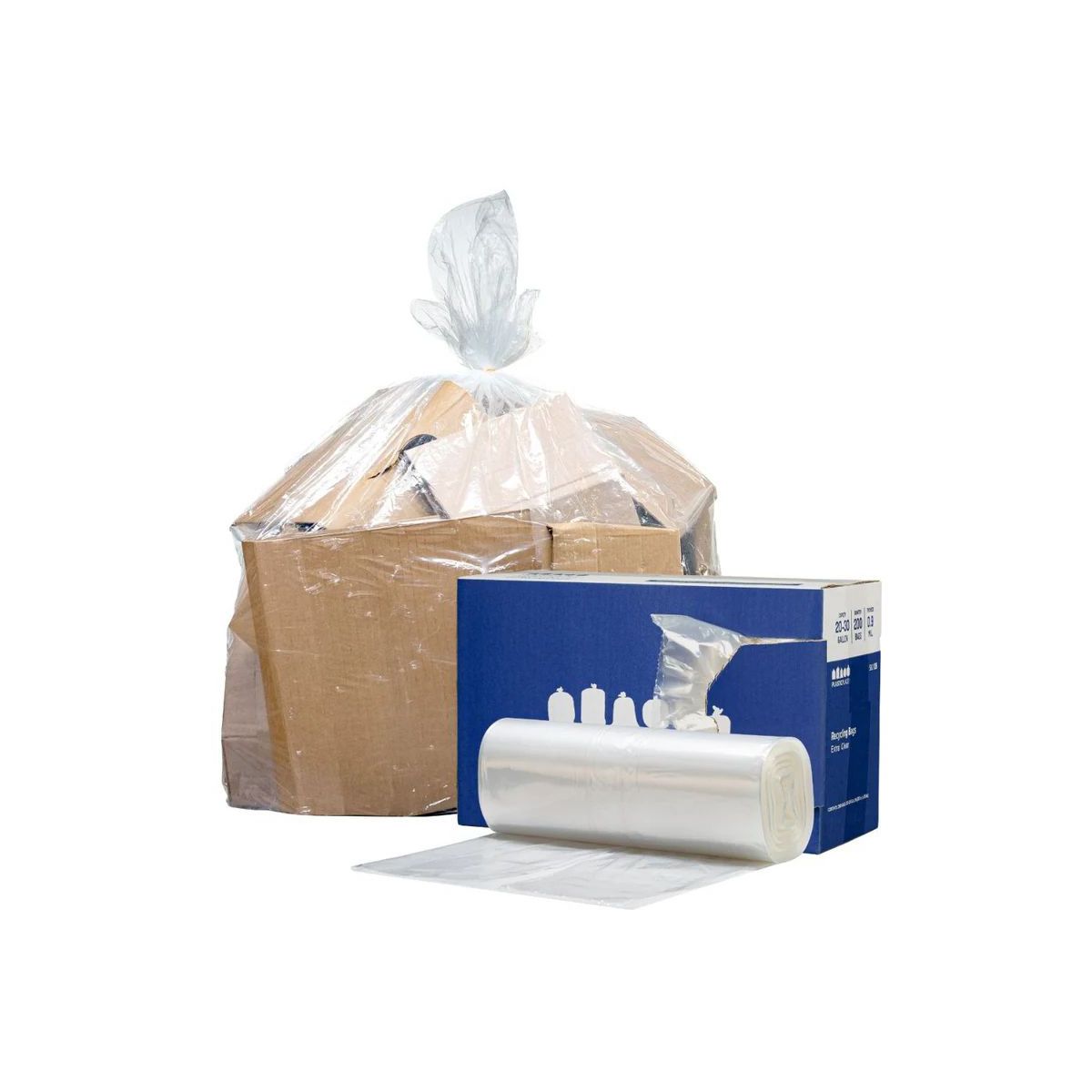 Plasticplace 32-33 Gallon High-Density Trash Bags, 500 Count, Clear, 33 x 40 in, 11 microns