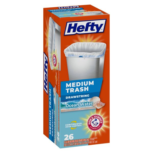 Hefty Medium Trash Bags, 26 Count, Ocean Water
