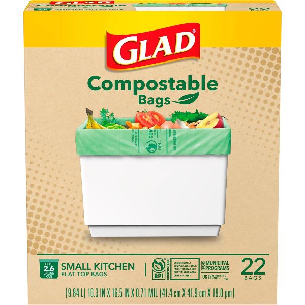 Glad Compostable Trash Bags, 22 Count, Unscented