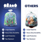 Plasticplace 65 Gallon Heavy-Duty Trash Bags, 25 Count, Clear, 50 x 48 in, 2.7 mil