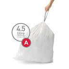 simplehuman 4.5 L Drawstring Bathroom Trash Bags, Code A, 90 Count, White