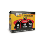 Ruffies 42 Gallon Wing-Tie Contractor Trash Bags, 50 Count, 3 mil