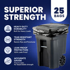 Plasticplace 95-96 Gallon Trash Bags, 25 Count, Black, 61 x 68 in, 3.0 mil