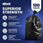 Plasticplace 55-60 Gallon Heavy-Duty Trash Bags, 100 Count, Black, 38 x 58 in, 2.0 mil