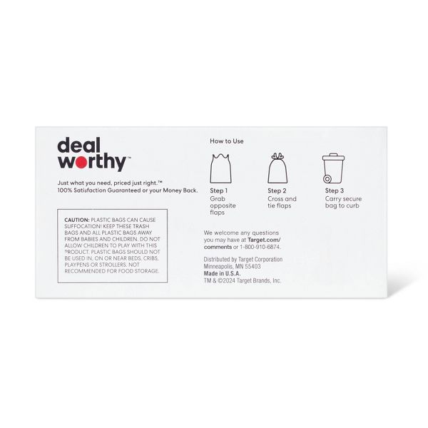 Dealworthy 4 Gallon Flap-Tie Small Trash Bags, 30 Count