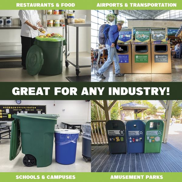 Simply Bio 31-35 Gallon / 132.49 L Flat-Top Heavy-Duty Compostable Trash Bags, 100 Count, 1.57 mil