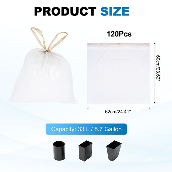 Unique Bargains Drawstring Bathroom Trash Bags, 120 Count, Unscented, Champagne Gold, Easy-Dispense