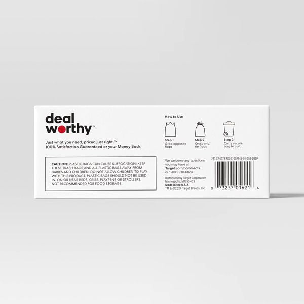 Dealworthy 13 Gallon Tall Kitchen Trash Bags, 25 Count