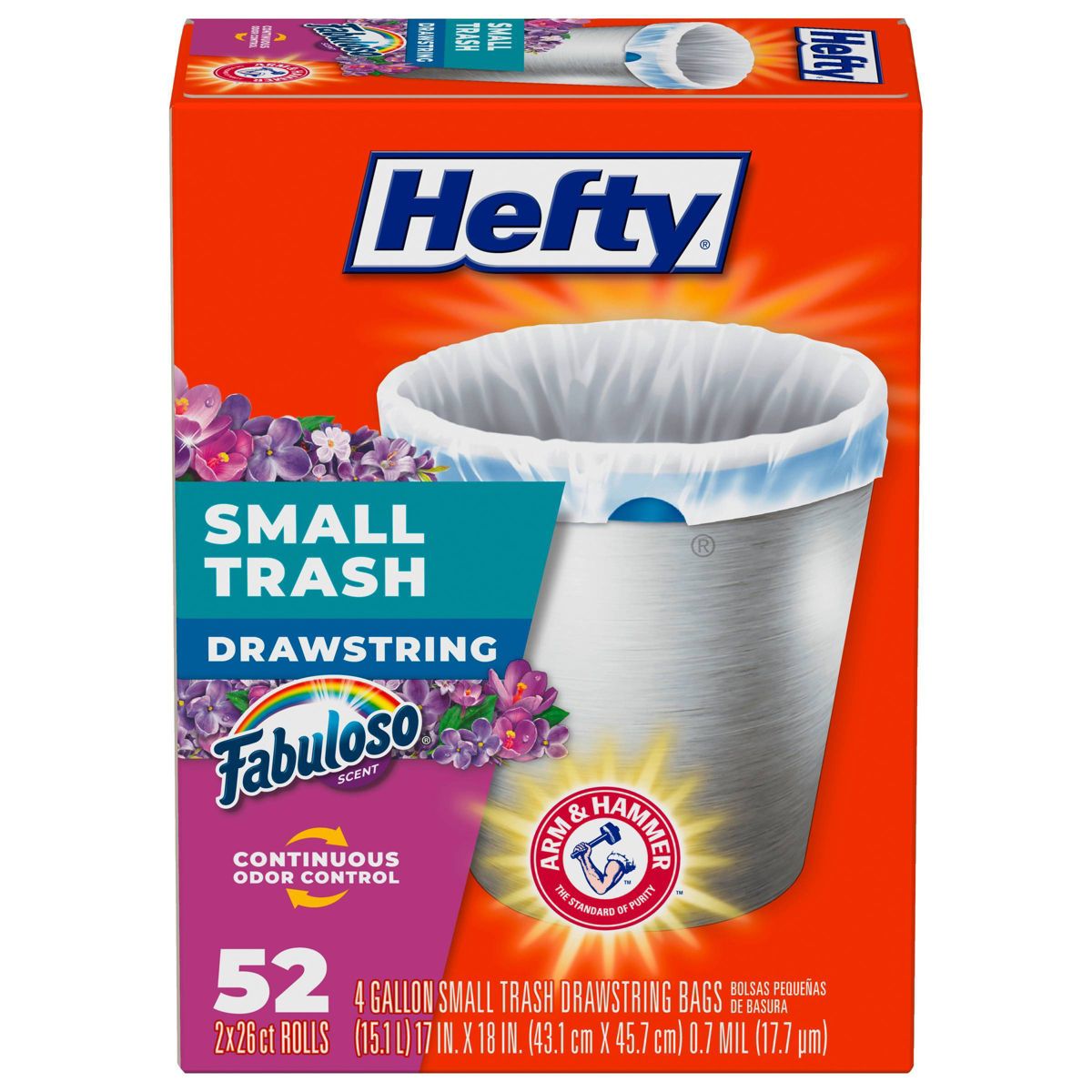 Hefty Fabuloso Small Trash Bags, 52 Count
