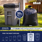Plasticplace 65 Gallon Trash Bags, 100 Count, Black, 50 x 48 in, 1.5 mil