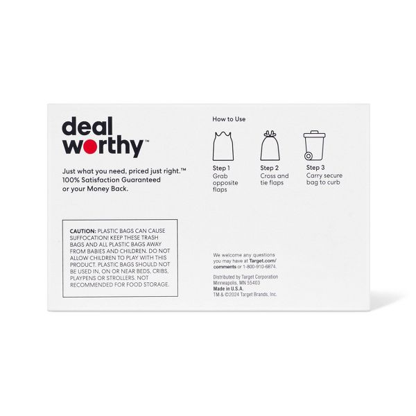 Dealworthy 8 Gallon Flap-Tie Medium Trash Bags, 60 Count