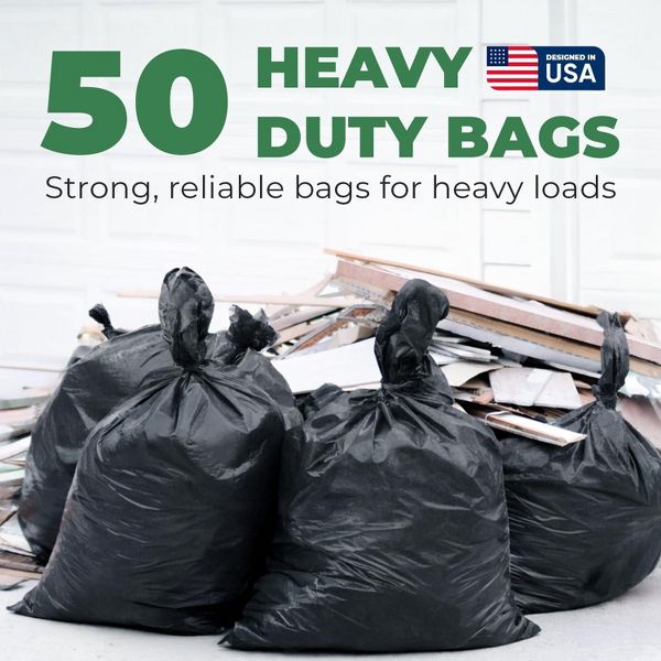 EconoHome 55-60 Gallon Heavy-Duty Contractor Trash Bags, 50 Count, 38 x 53 in, 2.8 mil