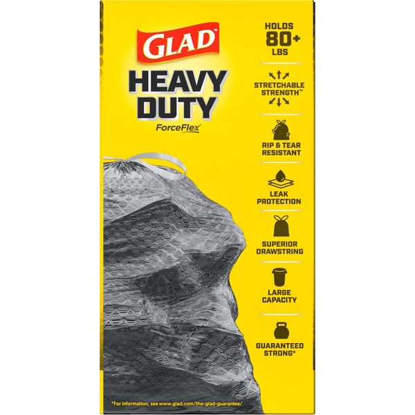 Glad 30 Gallon ForceFlex Drawstring Trash Bags, 1.1 mil