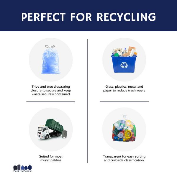 Plasticplace 5.2 Gallon Trash Bags, Compatible with simplehuman Code D, 200 Count, Blue
