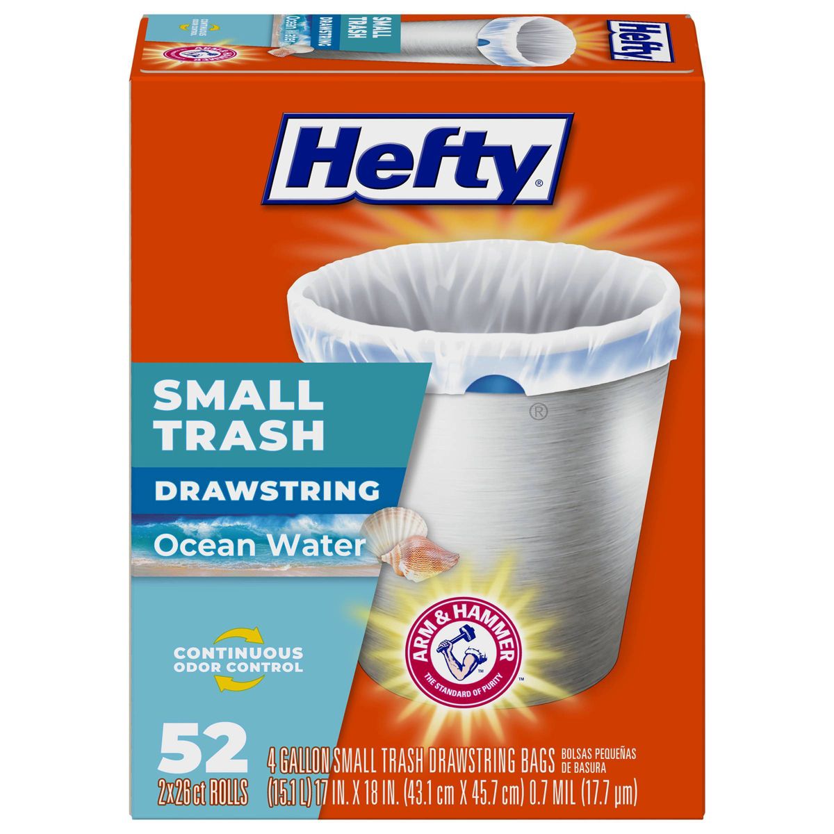 Hefty Small Trash Bags, 52 Count, Ocean Water