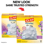 Glad 13 Gallon ForceFlex Drawstring Tall Kitchen Trash Bags, 100 Count, Mediterranean Lavender, Febreze