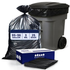 Plasticplace 95-96 Gallon Trash Bags, 25 Count, Black, 61 x 68 in, 3.0 mil