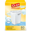 Glad 8 Gallon Drawstring Medium Trash Bags, 80 Count, Fresh Clean