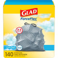 Glad 13 Gallon ForceFlex Drawstring Trash Bags, 140 Count, Fresh Scent, Febreze