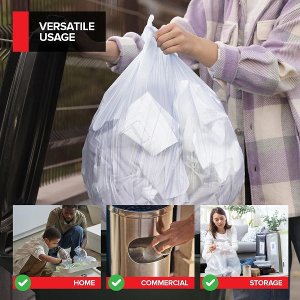6-10 Gallon Multi-Purpose Trash Bags, 1000 Count, Clear