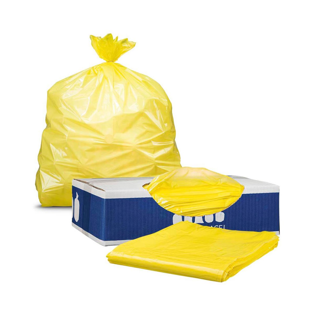 Plasticplace 32-33 Gallon Trash Bags, 100 Count, Yellow, 33 x 39 in, 1.5 mil