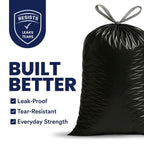 Plasticplace 13 Gallon Drawstring Trash Bags, 50 Count, Black, 24 x 31 in, 1.2 mil