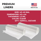 Dealmed 40-45 Gallon Trash Bags, Clear, 40 x 46 in, 1.2 mil