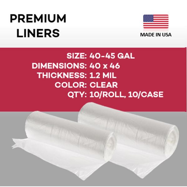 Dealmed 40-45 Gallon Trash Bags, Clear, 40 x 46 in, 1.2 mil