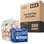 30-33 Gallon Multi-Purpose Trash Bags, 500 Count, Clear