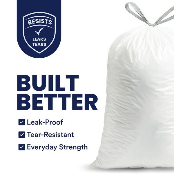 Plasticplace 4 Gallon Drawstring Trash Bags, 200 Count, White, 17 x 16 in, 0.7 mil