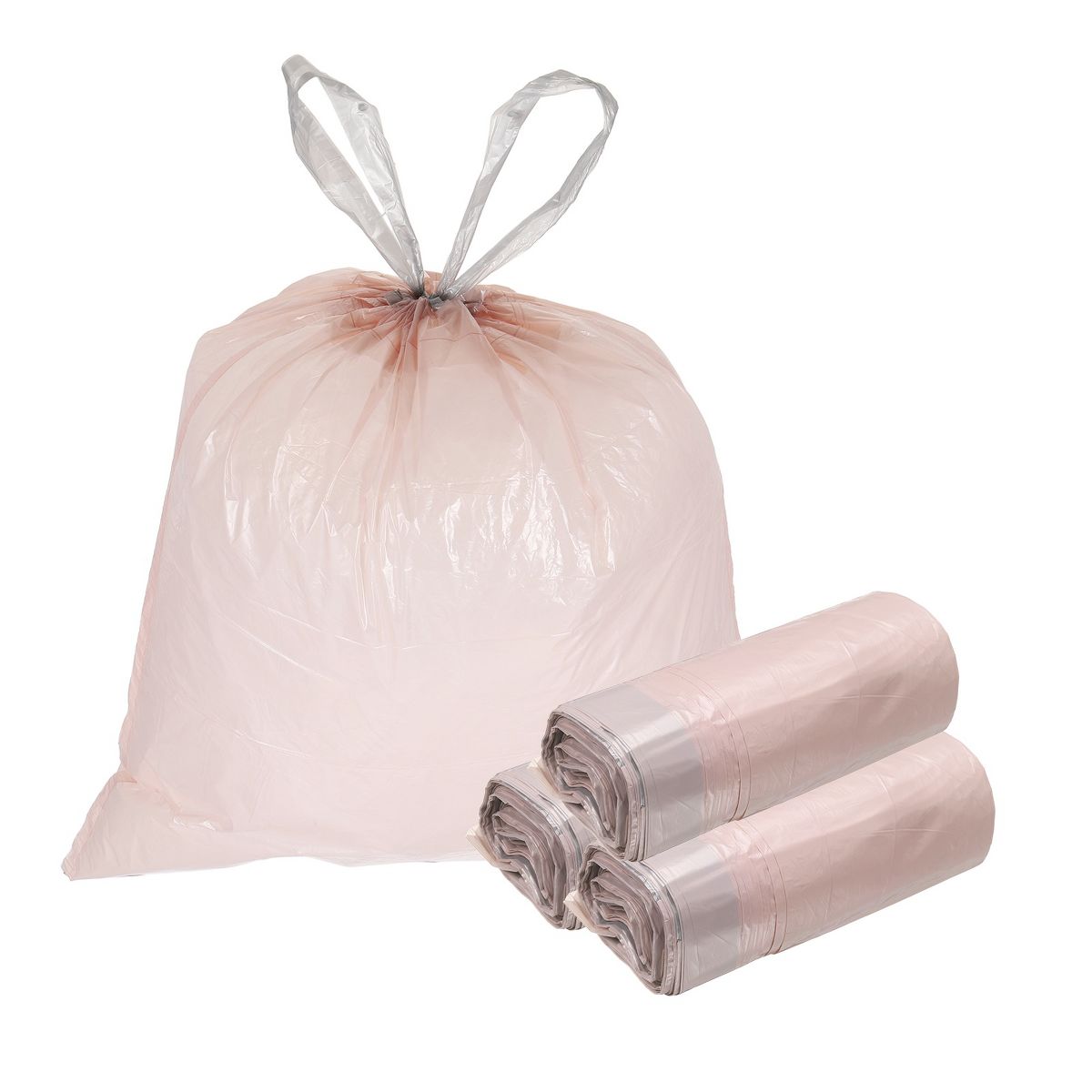 Unique Bargains Drawstring Bathroom Trash Bags, 80 Count, Unscented, Pink, Easy-Dispense