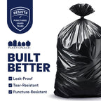 Plasticplace 65 Gallon Trash Bags, 100 Count, Black, 50 x 48 in, 1.5 mil