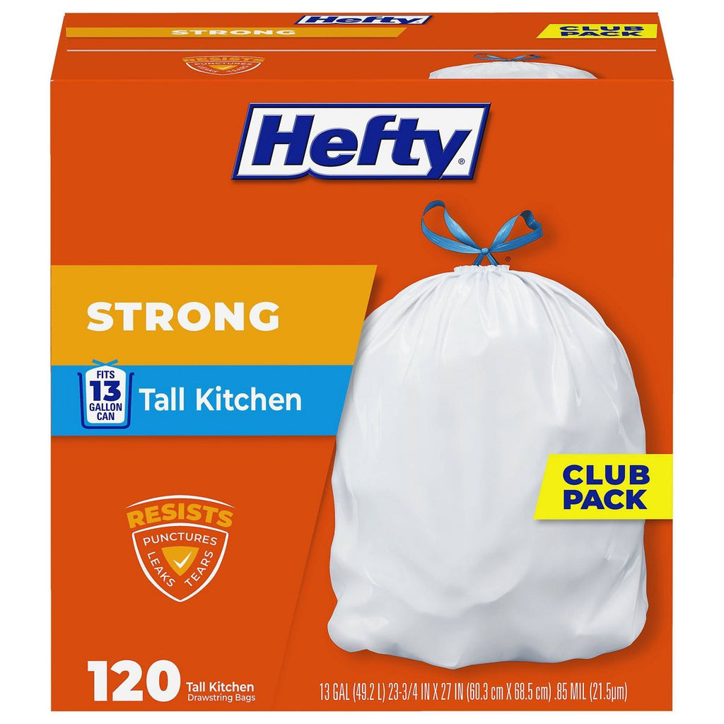13 Gallon Drawstring Heavy-Duty Tall Kitchen Trash Bags, 120 Count