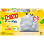 Glad 13 Gallon ForceFlex Drawstring Trash Bags, 50 Count, Lemon