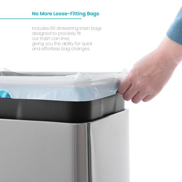 Home Zone Living 8 Gallon Drawstring Tall Kitchen Trash Bags, Code 30S, 60 Count