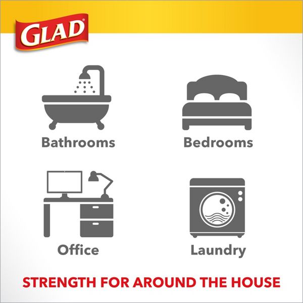 Glad 4 Gallon Small Trash Bags, 52 Count, White